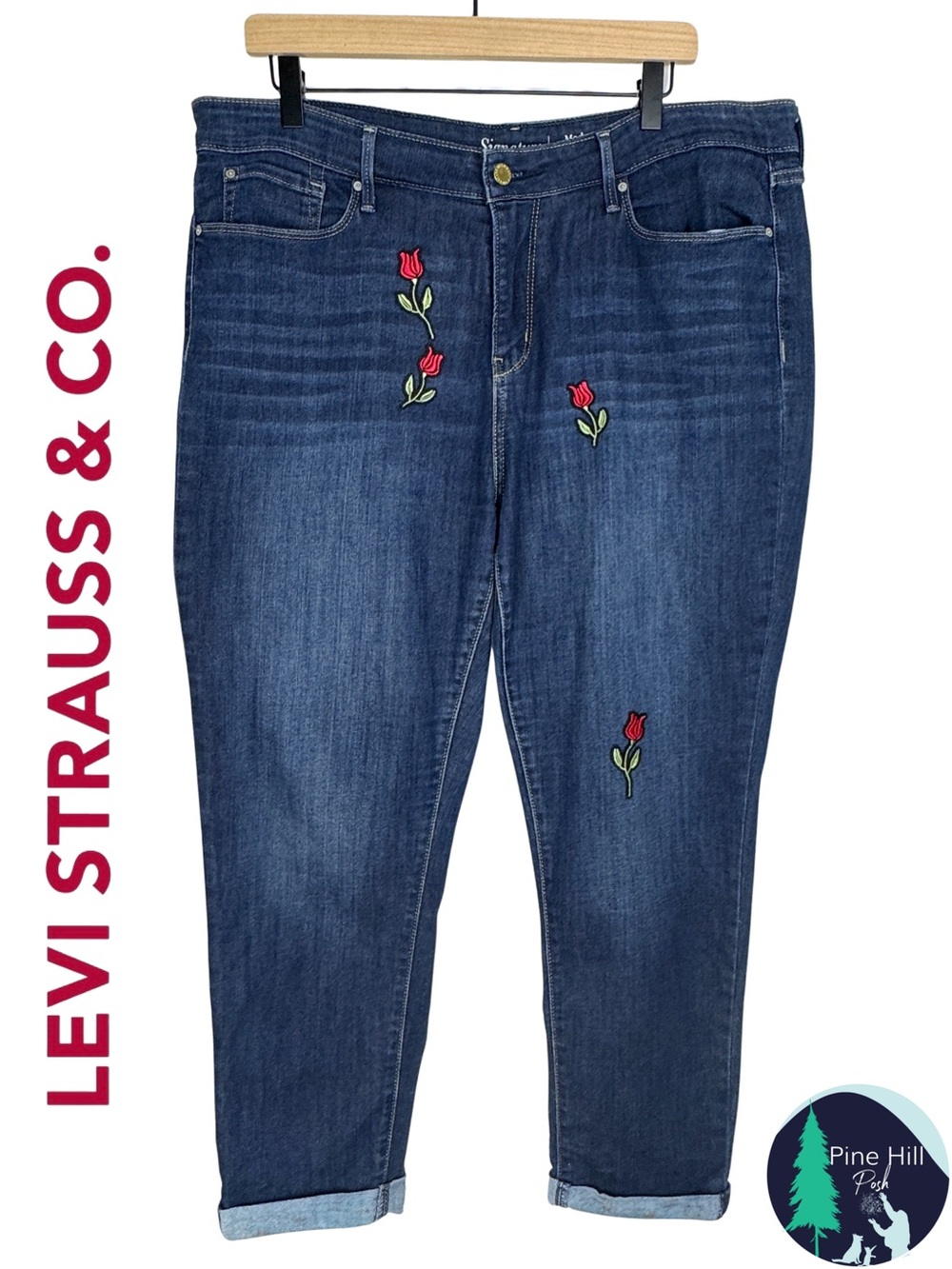 Levi’s Signature Modern Slim Cuffed Jeans Women’s 18 W34 High Rise Custom Rose